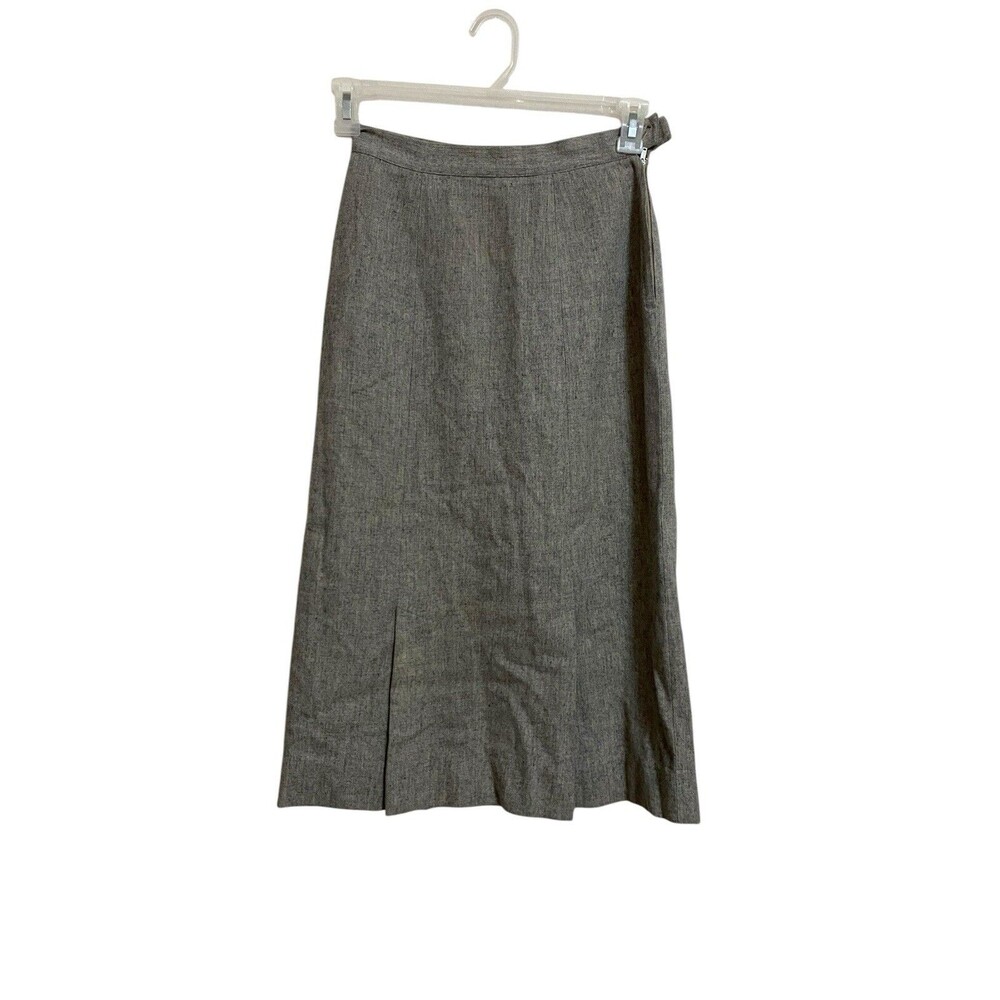 Pendleton Vintage Virgin Wool Pleated Midi Skirt Gray Size 12 Metal Zipper